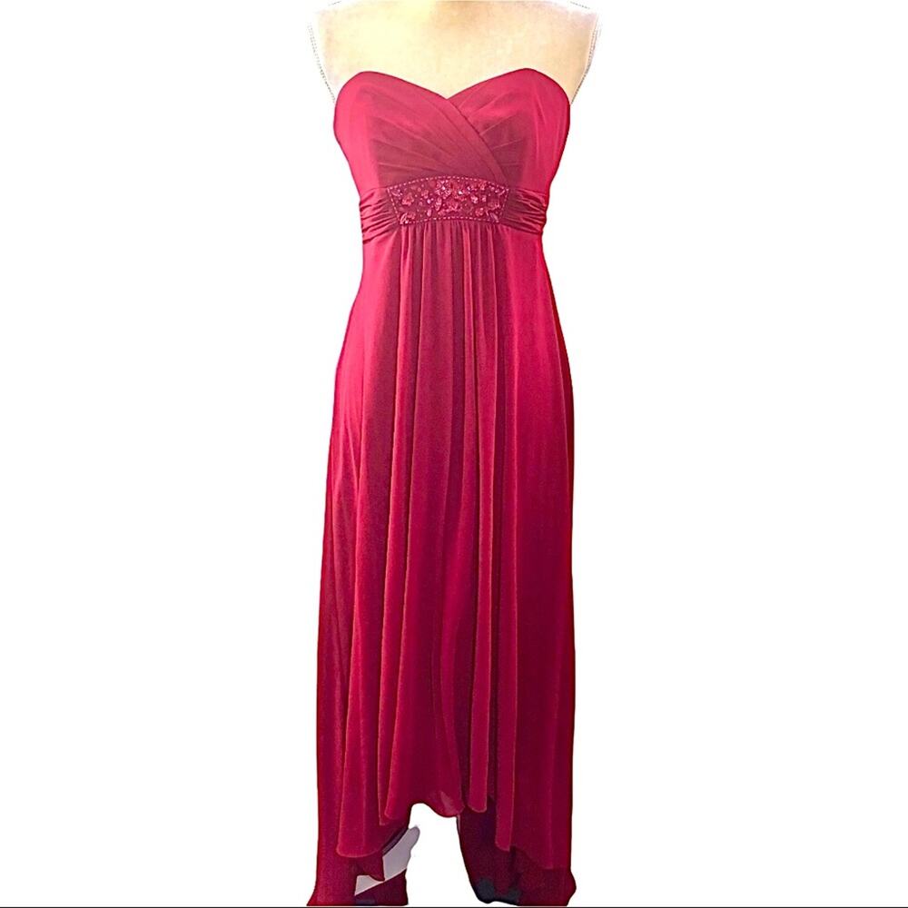 Davids Bridal‎ Red Formal Long Chiffon Bridesmaid Prom Dress Gown Women Size 6
